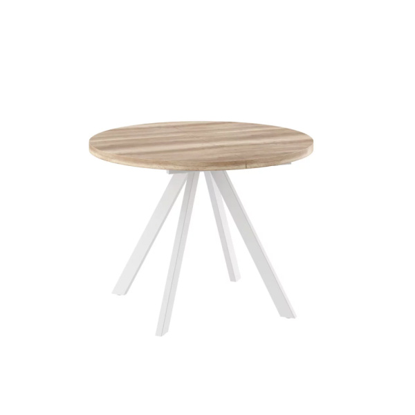 Стол RONDO-90, круглый раздвижной 90(125), ДУБ КАНЬОН/БЕЛЫЙ